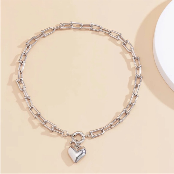 NEW STERLING SILVER LOVE HEART CHOKER NECKLACE - Picture 3 of 4